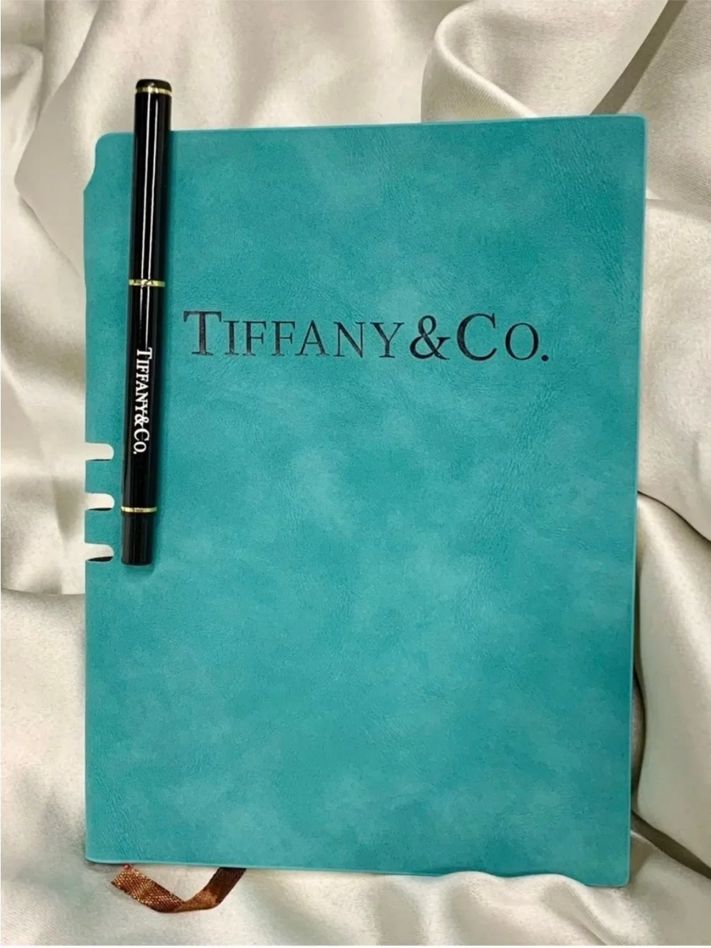 TIFFANY & CO. Suede Leather Notebook & Pen